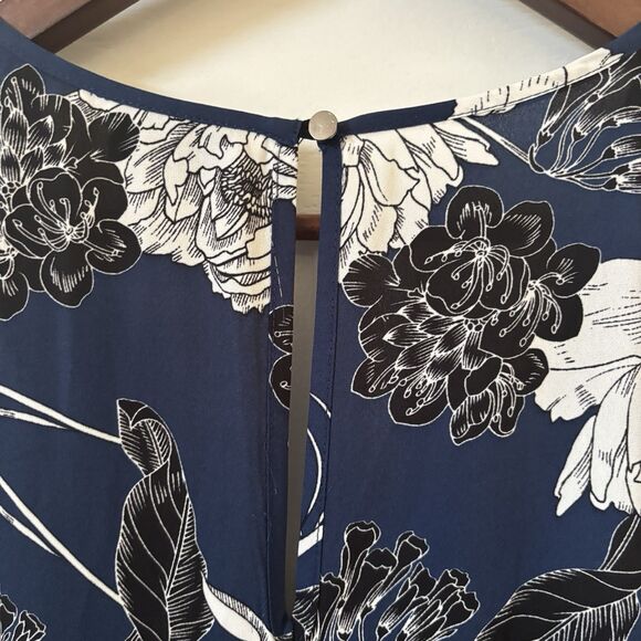 Bohemian Floral Maxi Dress Blue Aprox 2X Long V-Neck 3/4 Sleeves Feaux Wrap City - Picture 14 of 16